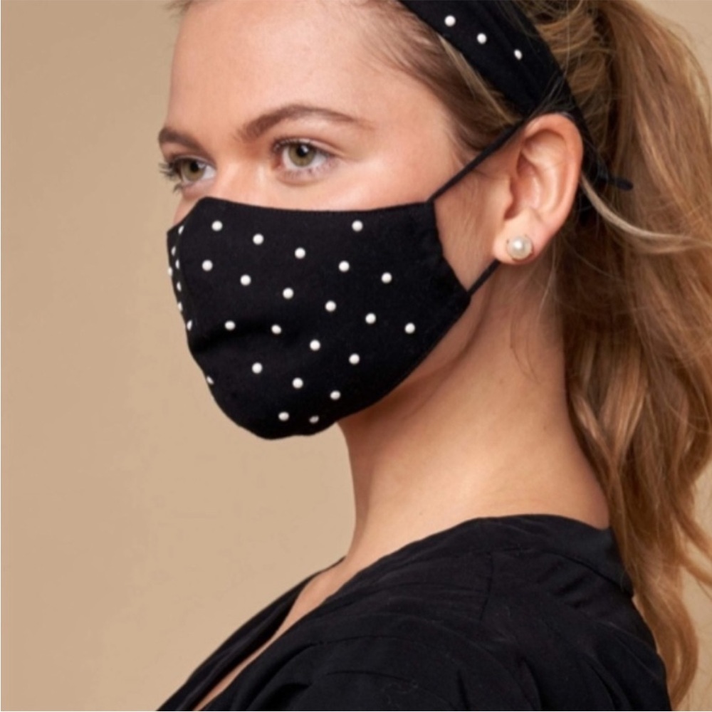 Lele Sadoughi Pearl Studded Black Face Mask